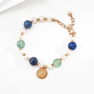 Oracle Sunstone Bracelet with Natural Pearl Fluorite Aventurine