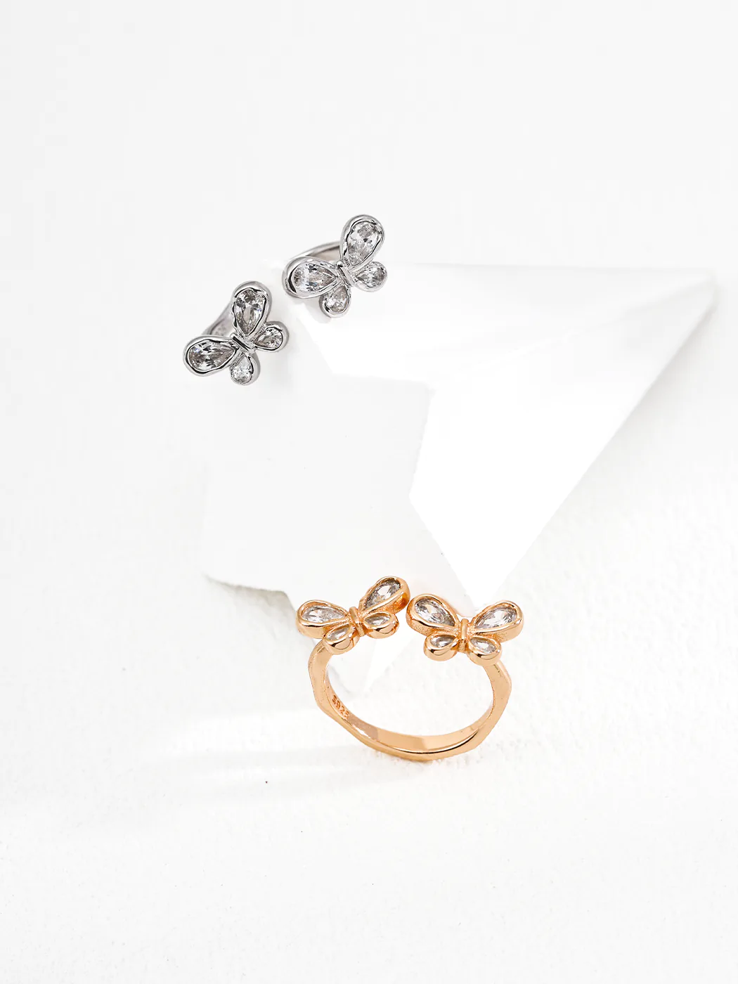 Dancing Butterflies CZ Ring in Sterling Silver