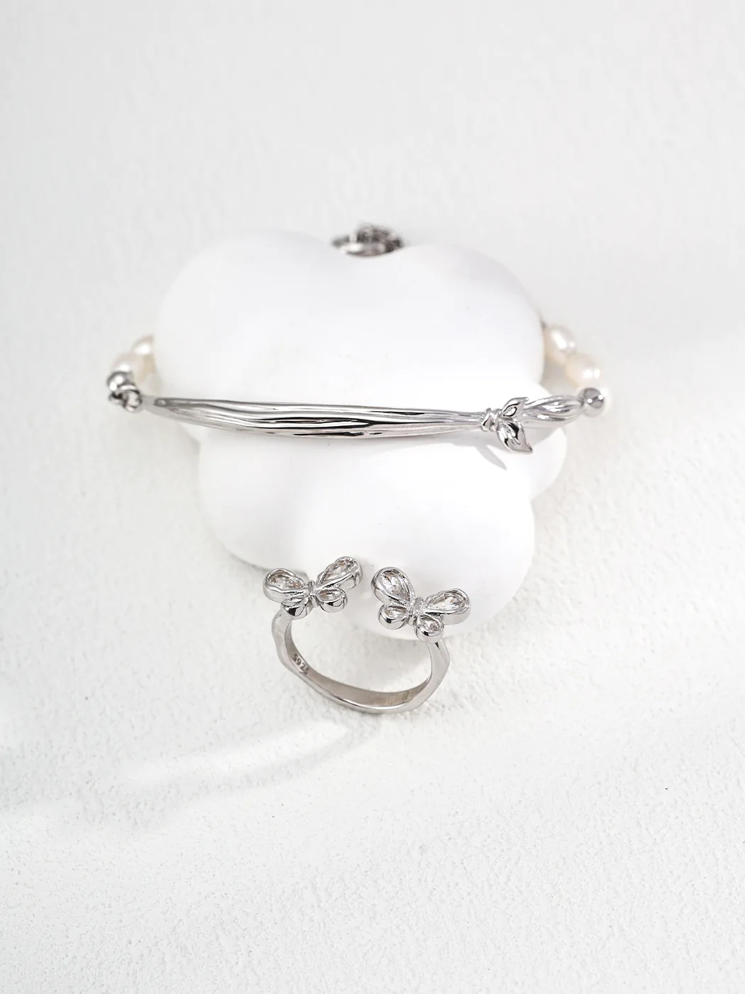 Dancing Butterflies CZ Ring in Sterling Silver - Image 4