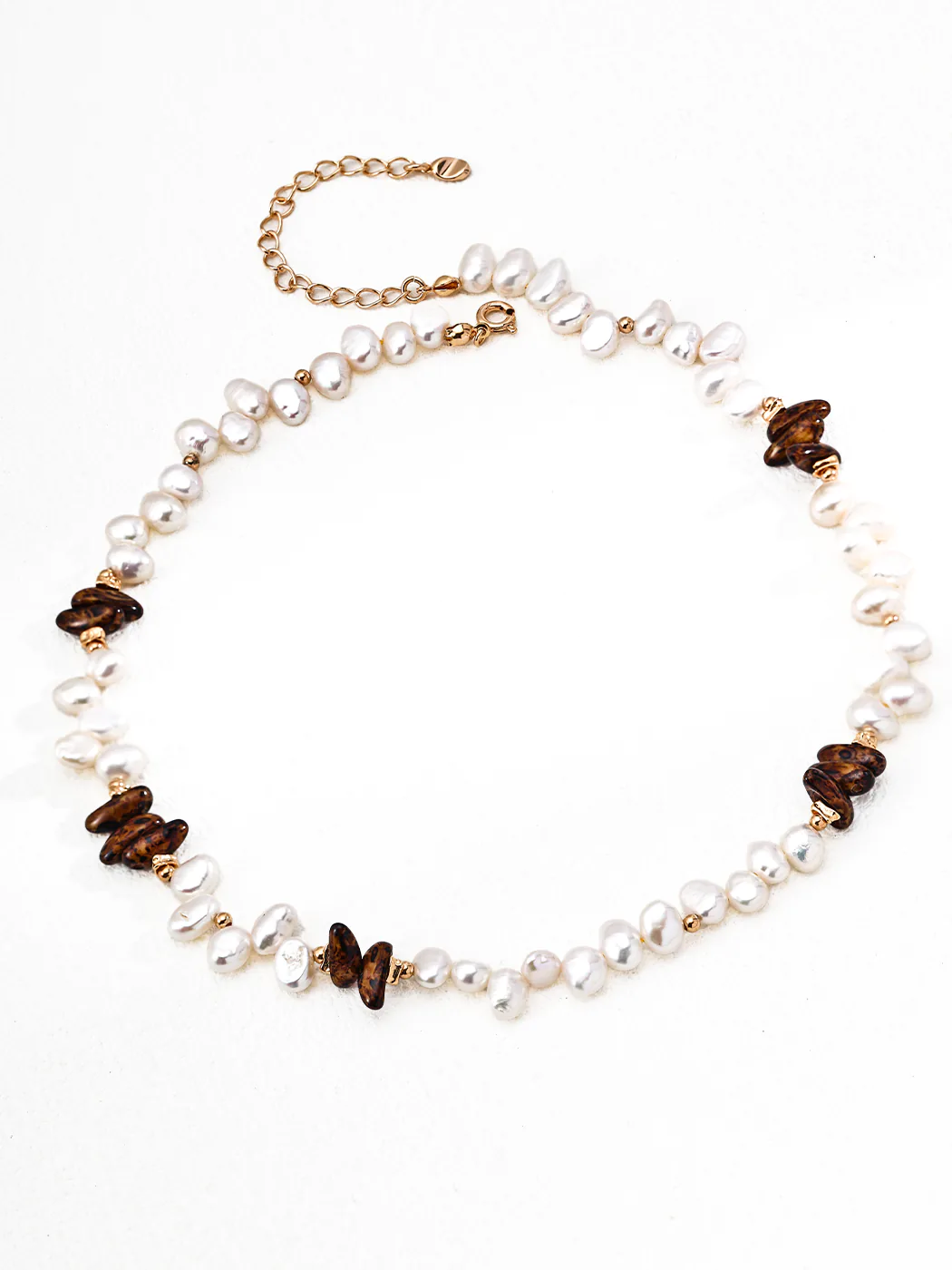 Driftwood Glow Necklace Natural Pearl Czech Glass