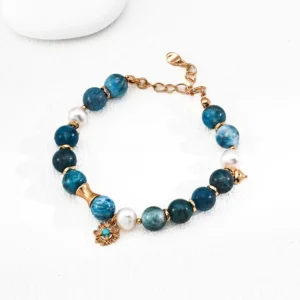 Dreamwave Pearl Bracelet Sterling Silver with Azurite and Turquoise