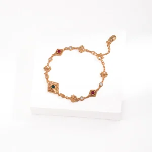 Medieval Charm Bracelet Sterling Silver with Zircon Accents