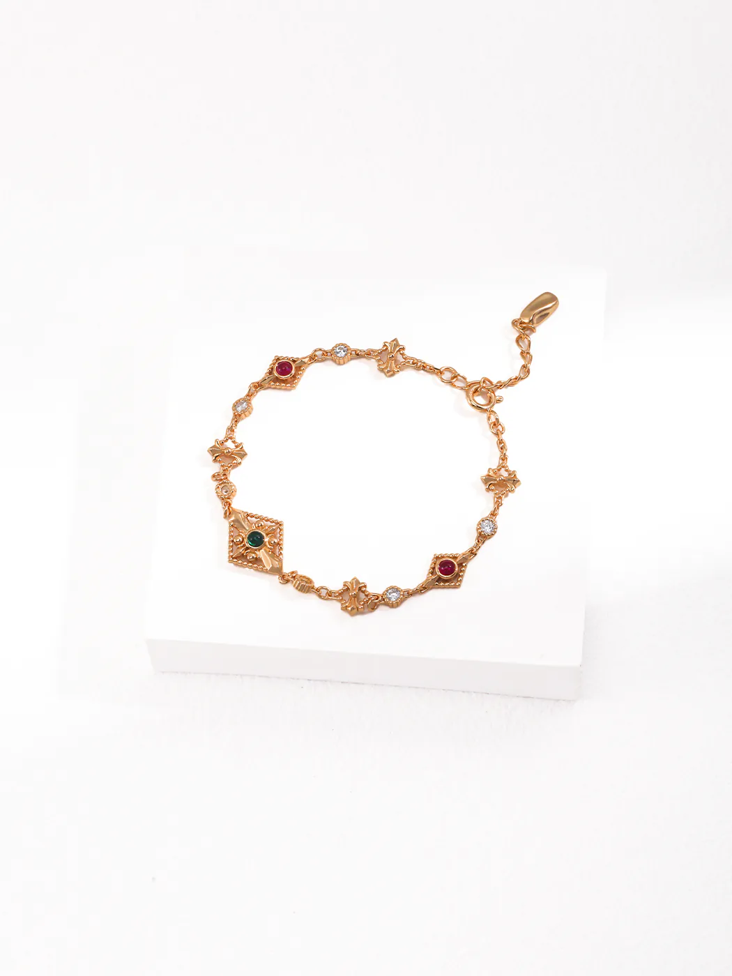 Medieval Charm Bracelet Sterling Silver with Zircon Accents