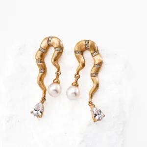 Tarim River Natural Pearl Earring S925 Silver with CZ