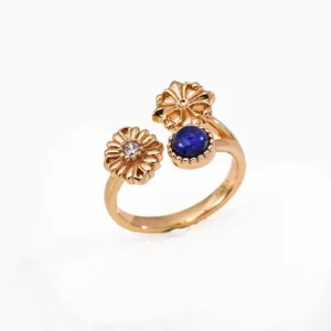 Vintage Daisy Lapis Ring in S925 Silver with Zircon