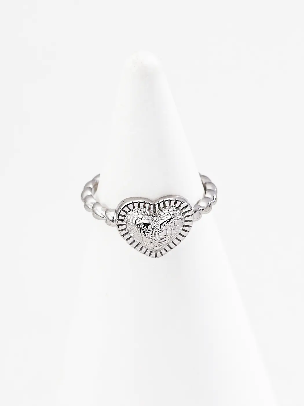 Rustic Romance Heart Band Ring S925 Silver - Image 3