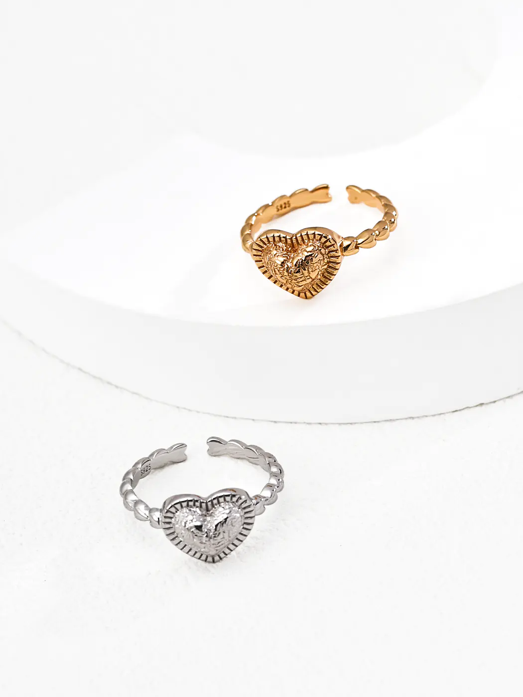 Rustic Romance Heart Band Ring S925 Silver