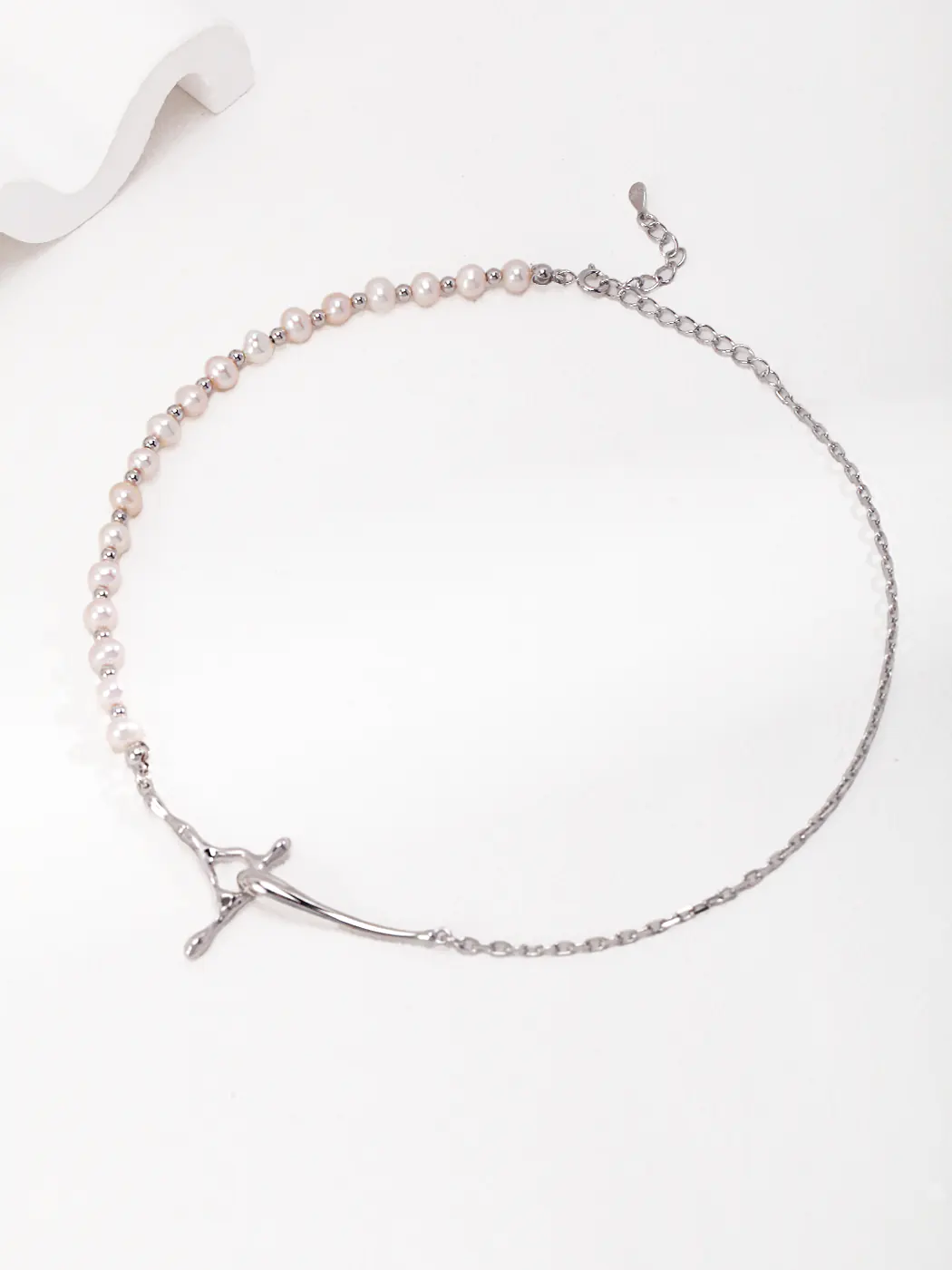 Waveform Pearl Necklace Sterling Silver - Image 4