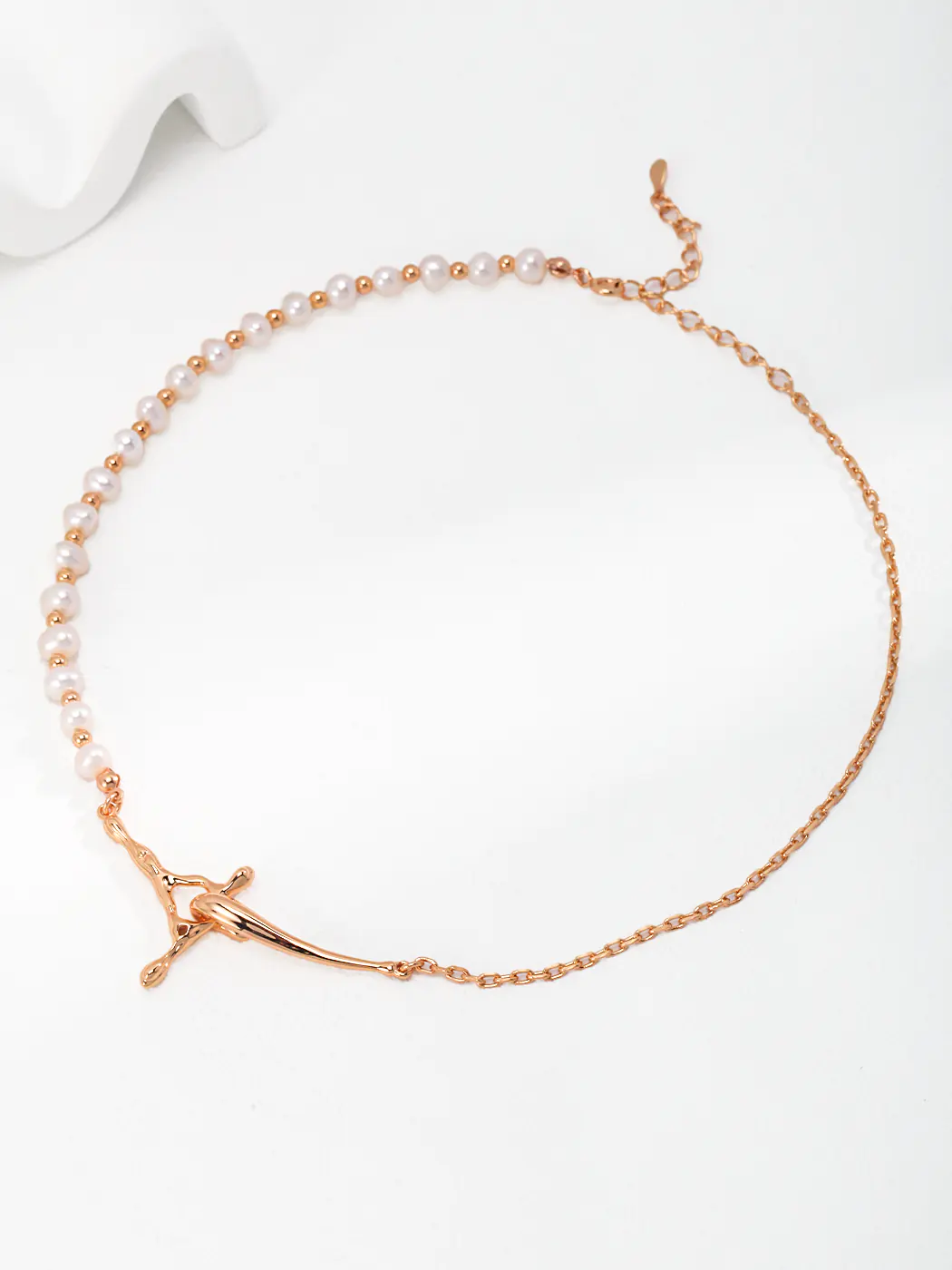 Waveform Pearl Necklace Sterling Silver - Image 3