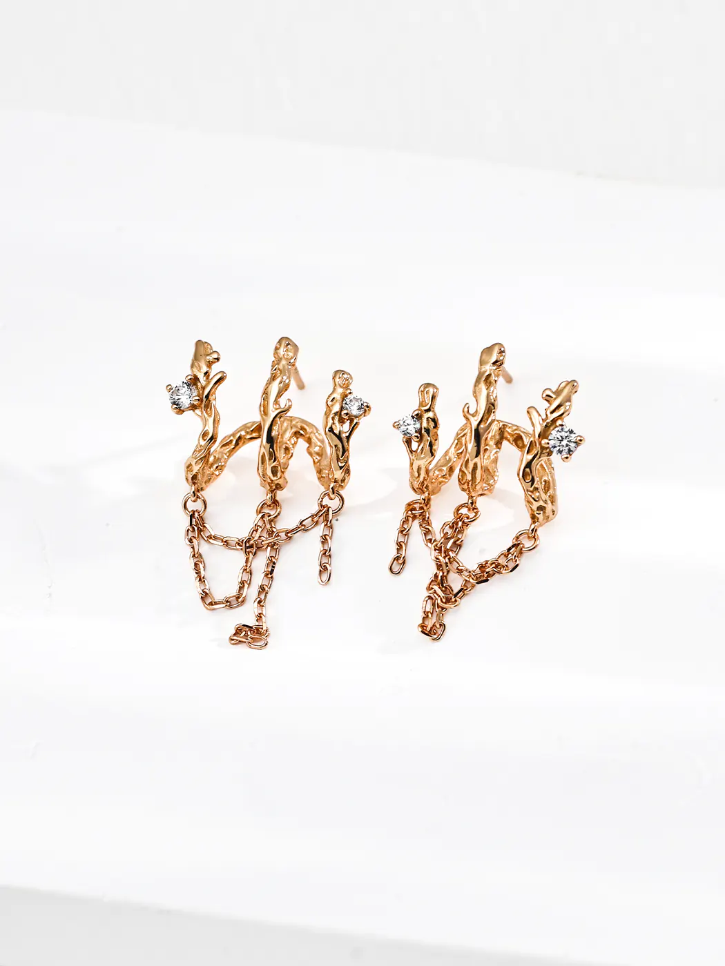 Withered Branch Chain Earrings S925 Silver with CZ