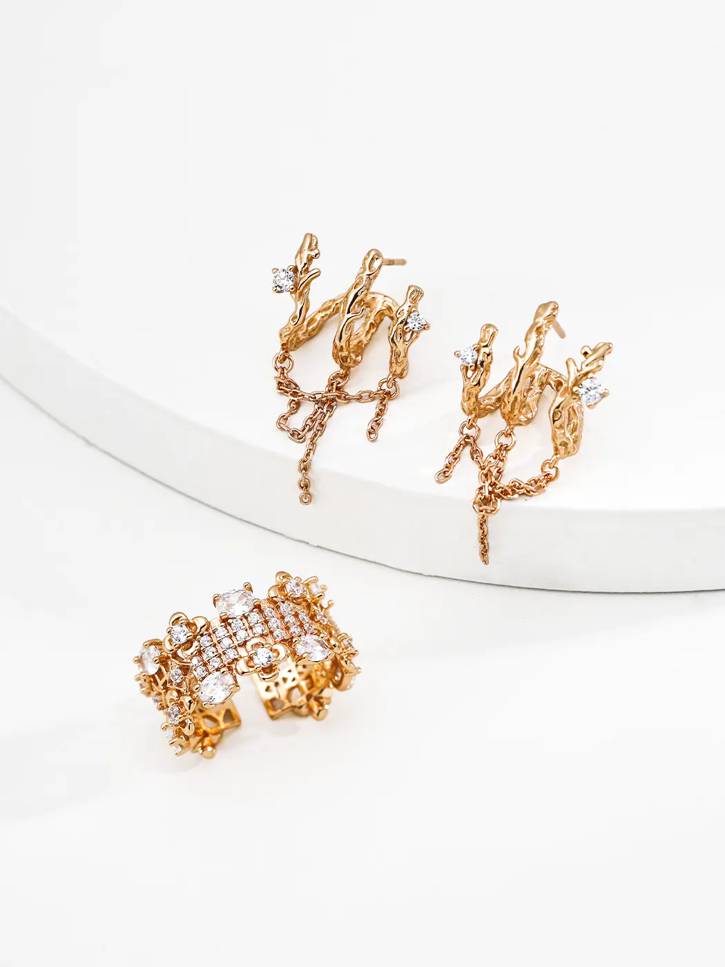 Withered Branch Chain Earrings S925 Silver with CZ - Image 3