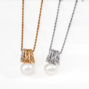 Starry Trails Natural Pearl Pendant Sterling Silver with CZ