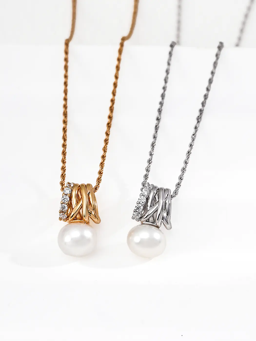 Starry Trails Natural Pearl Pendant Sterling Silver with CZ