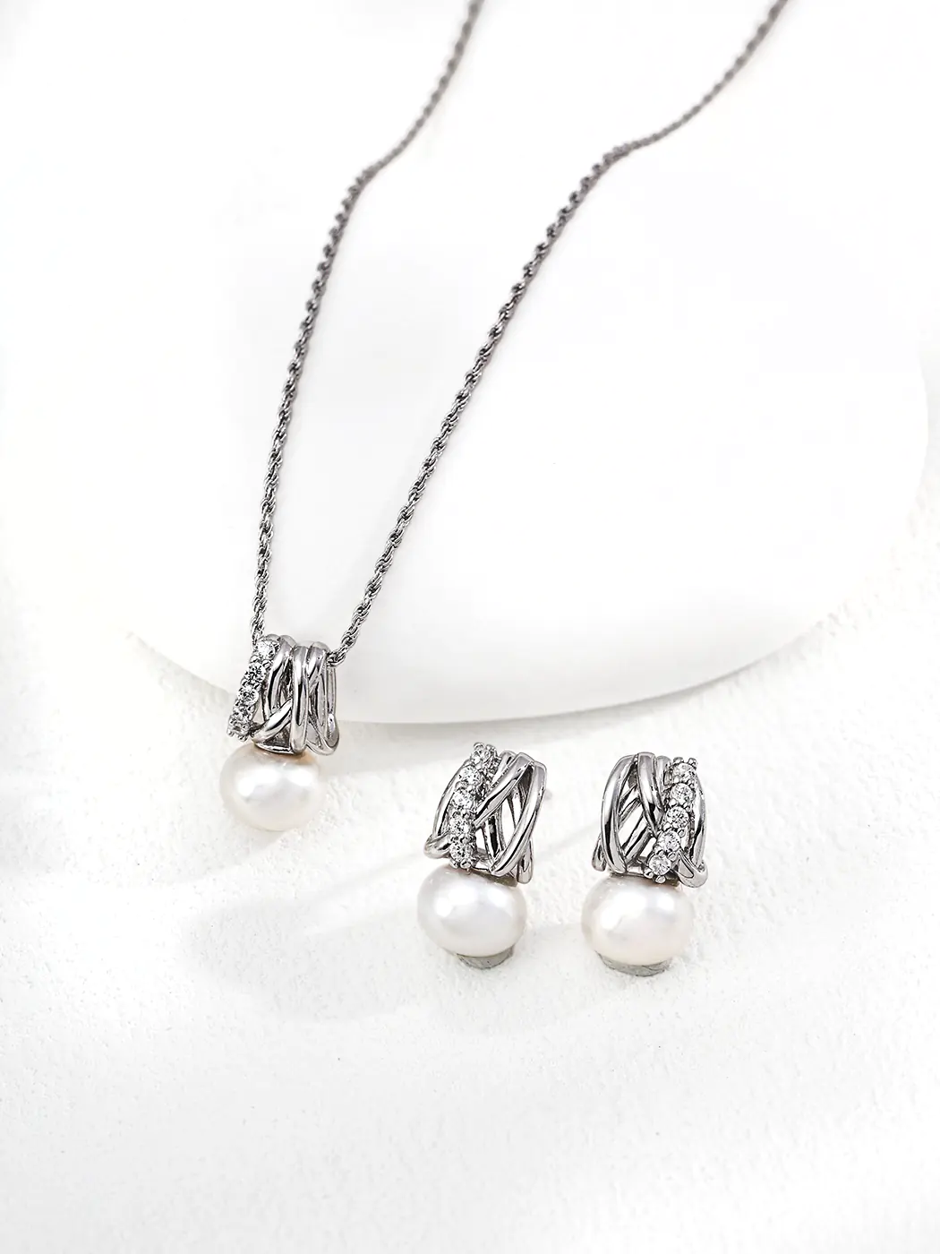 Starry Trails Natural Pearl Pendant Sterling Silver with CZ - Image 5