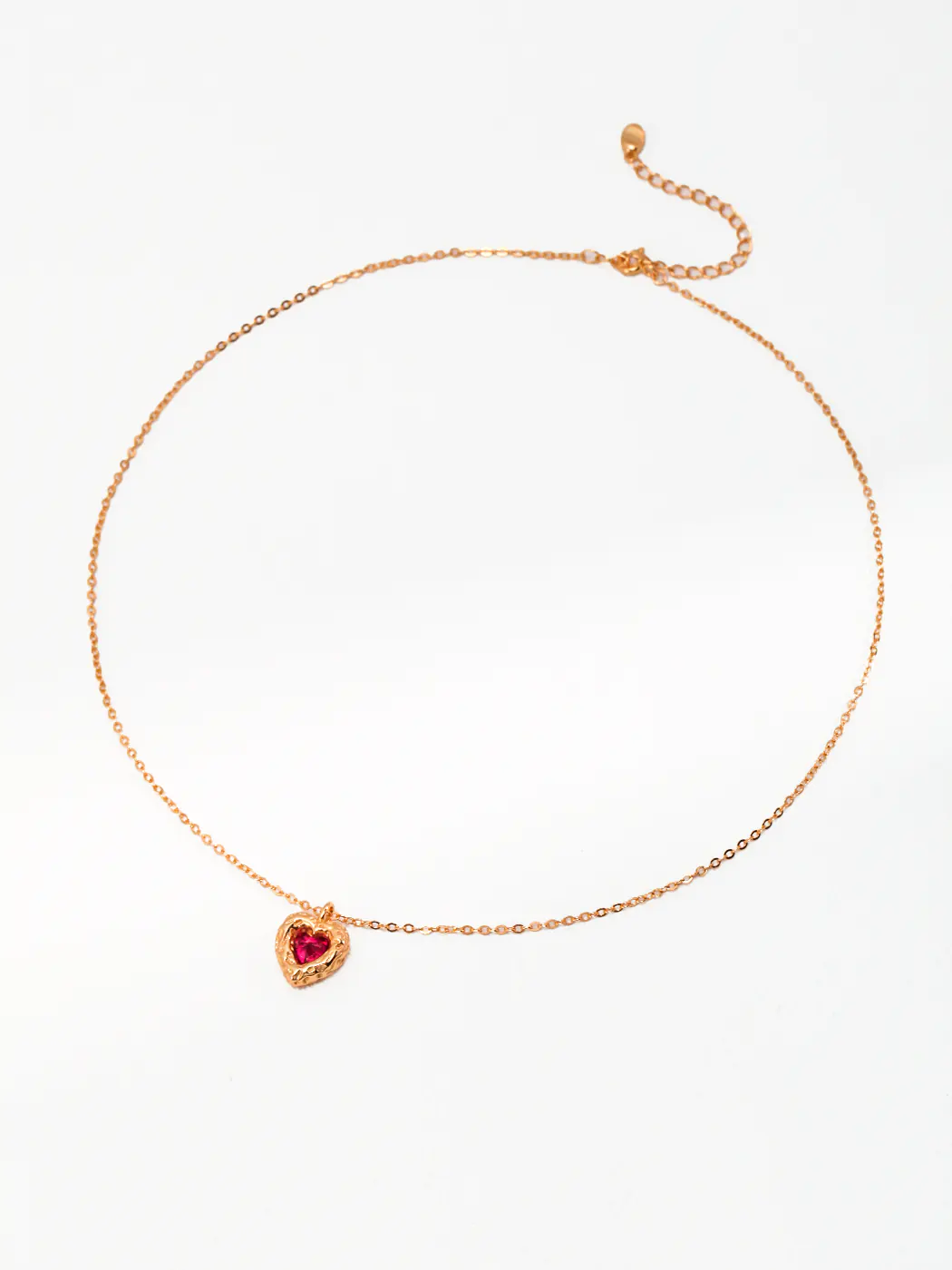 Velour Heart Necklace S925 Silver Ruby CZ Pendant