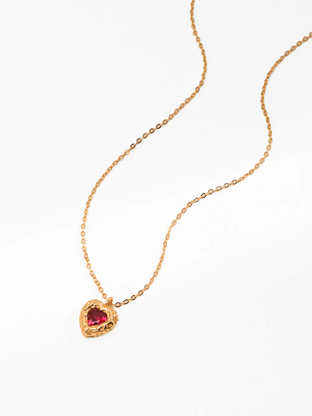 Velour Heart Necklace S925 Silver Ruby CZ Pendant - Image 7