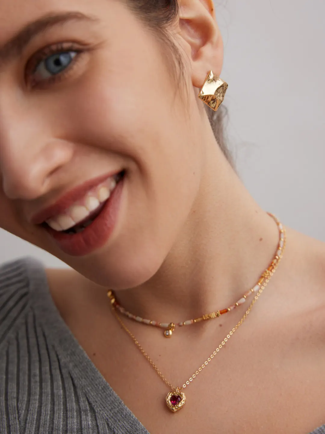 Velour Heart Necklace S925 Silver Ruby CZ Pendant - Image 6