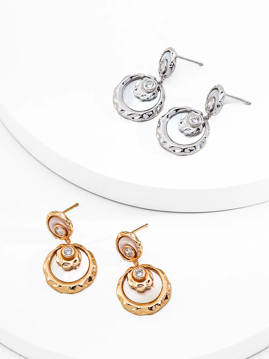 Orfeo CZ Earrings Sterling Silver Mother of Pearl