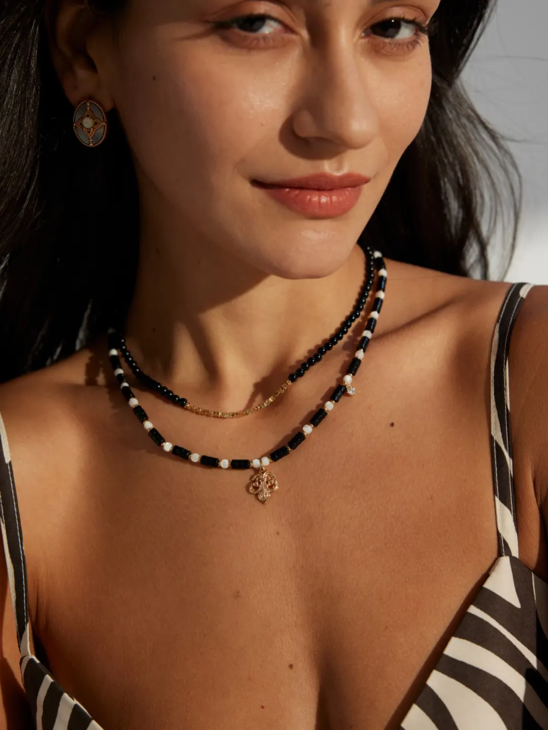 Gothic Fleur Pendant Necklace in Sterling with Onyx - Image 2