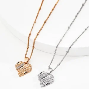 Rippled Heart Pendant in Sterling Silver