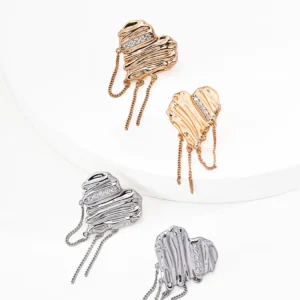 Rippled Heart Earrings in Sterling Silver