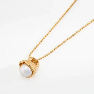 Gilded Bud Pearl Necklace S925 Sterling Silver