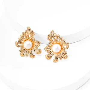 Flame Bloom Natural Pearl Earring in Sterling Silver