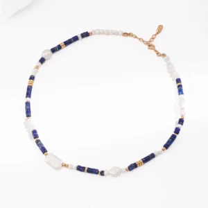 Old Town Blue Choker S925 Sterling Silver Lapis Pearl