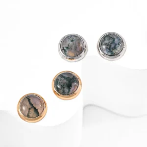 Terrarium Studs with Moss Agate in S925 Silver
