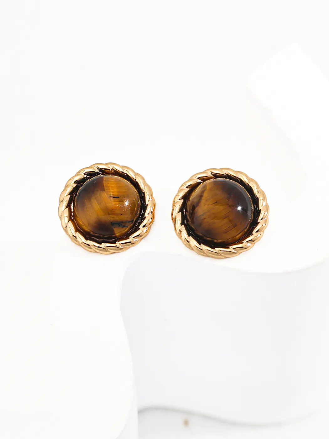 Aegis Tiger Eye Studs in S925 with Rope Bezel
