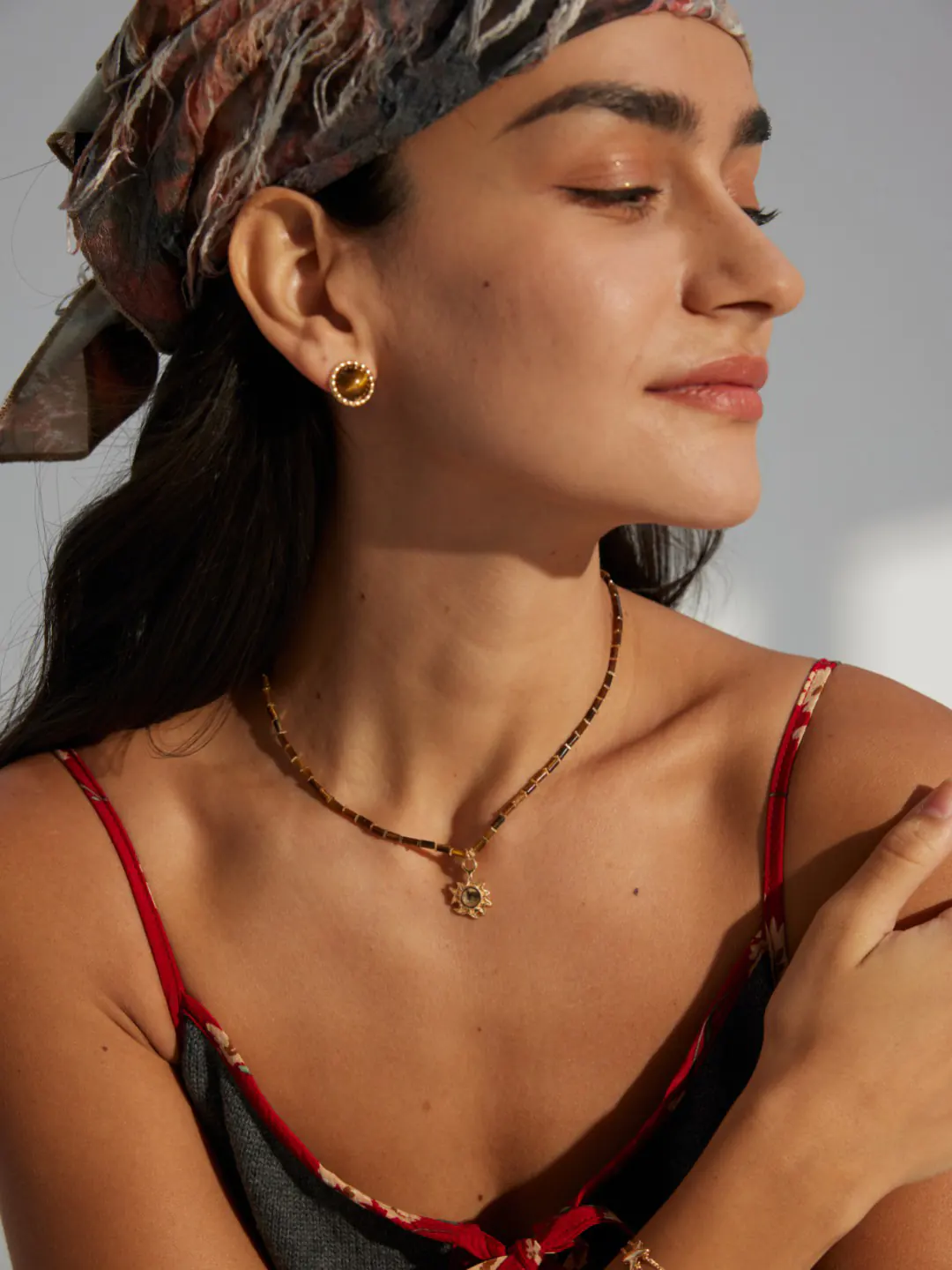 Aegis Tiger Eye Studs in S925 with Rope Bezel - Image 3