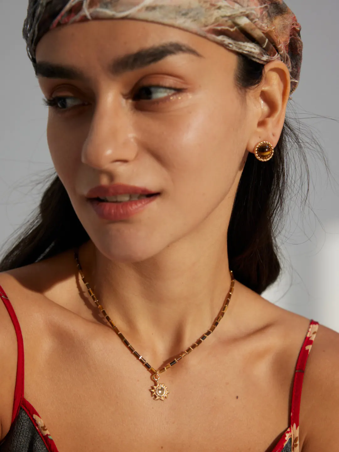 Aegis Tiger Eye Studs in S925 with Rope Bezel - Image 4