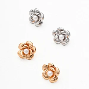 Dewheart Bloom Pearl Studs in Sterling Silver