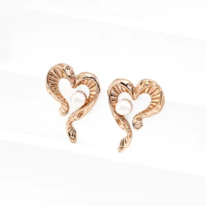 Python Heart Pearl Studs Sterling Silver 18K Gold Plate