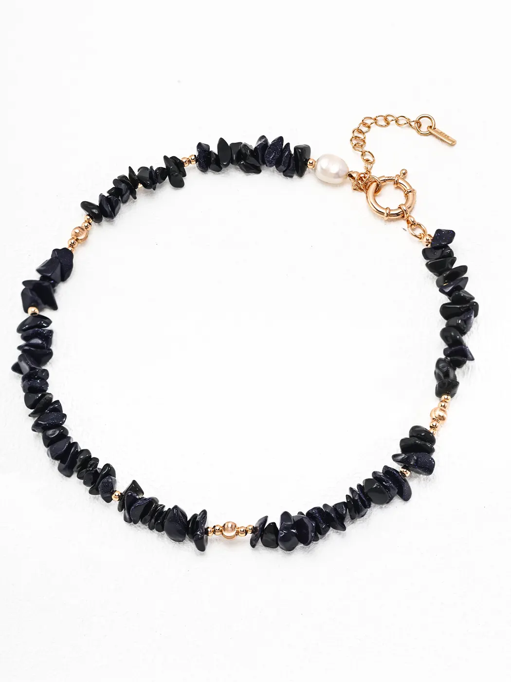 Night Shard Sandstone Necklace with Pearl in S925