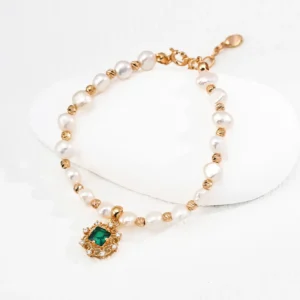 Emerald Court Pearl Bracelet in 18K Gold S925 Silver