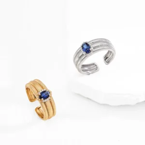 Vintage Coil Blue Zircon Ring in Sterling Silver