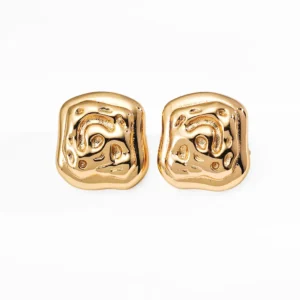 Flowing Cream Studs S925 Silver 18K Gold Molten Texture