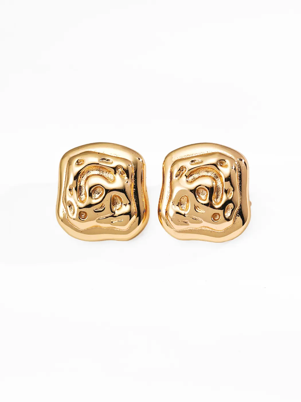 Flowing Cream Studs S925 Silver 18K Gold Molten Texture