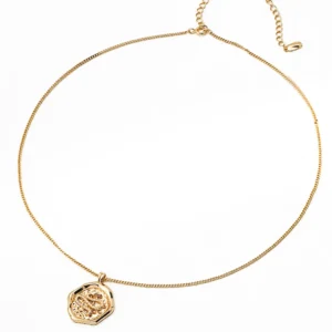 Golden Serpent Emblem Pendant Vintage Necklace