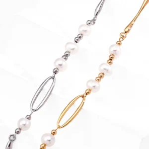Timeless Line Pearl Necklace in Sterling Silver