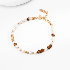 Earth Glow Bracelet with Pearl and Czech Glass