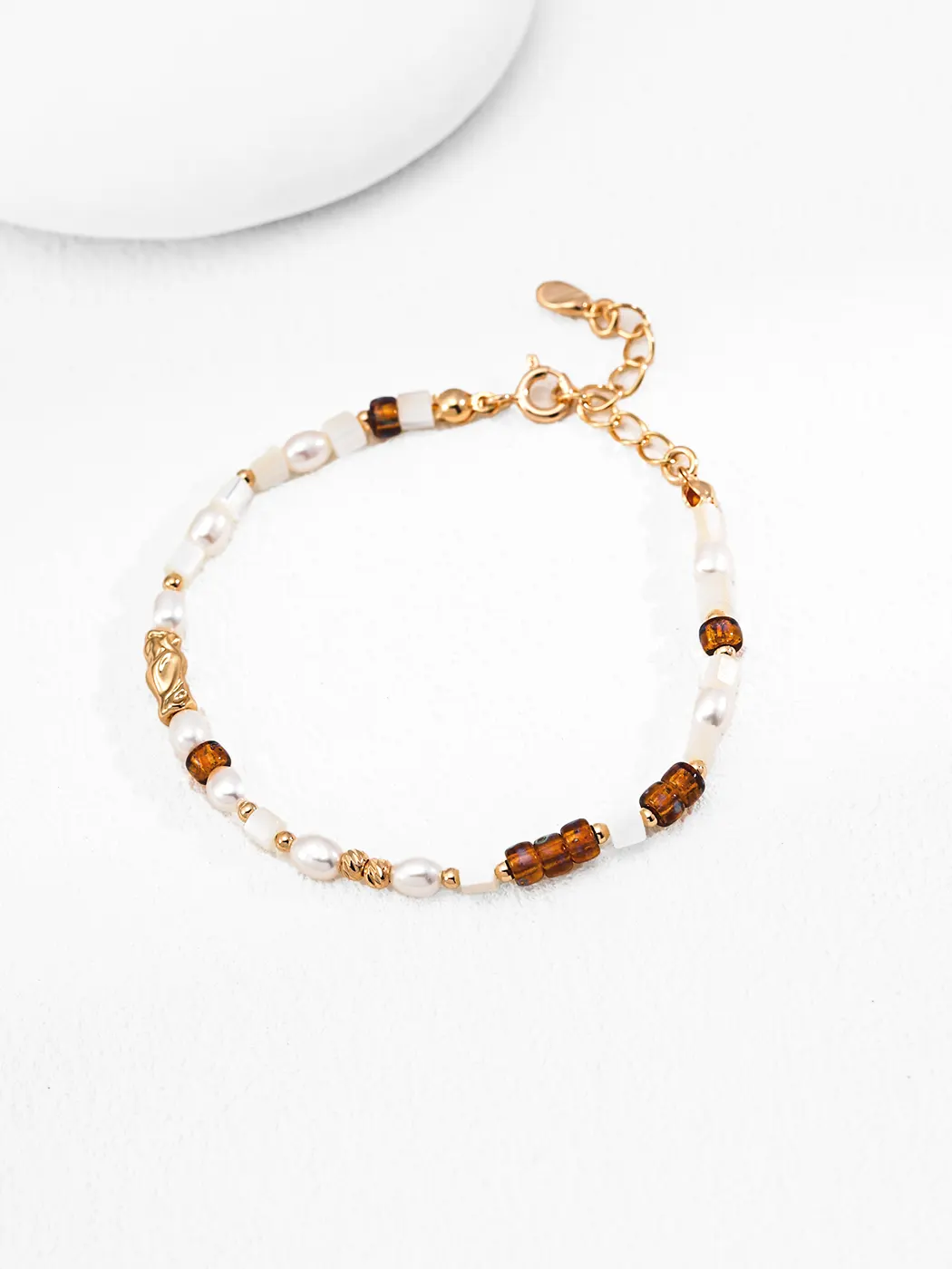 Earth Glow Bracelet with Pearl and Czech Glass