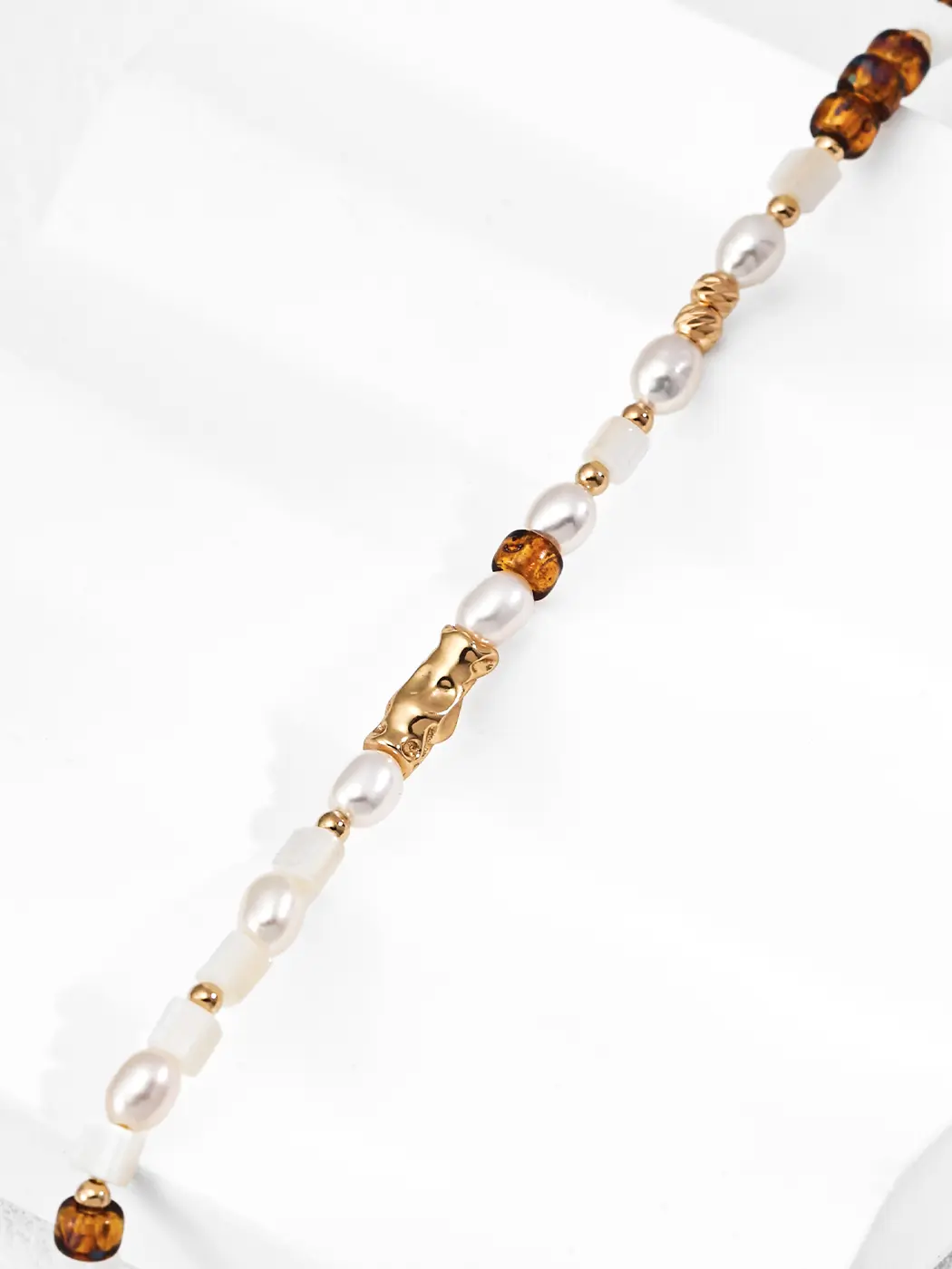 Earth Glow Bracelet with Pearl and Czech Glass - Image 2