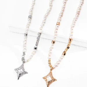 Noble Star Pearl Pendant with CZ in Sterling Silver