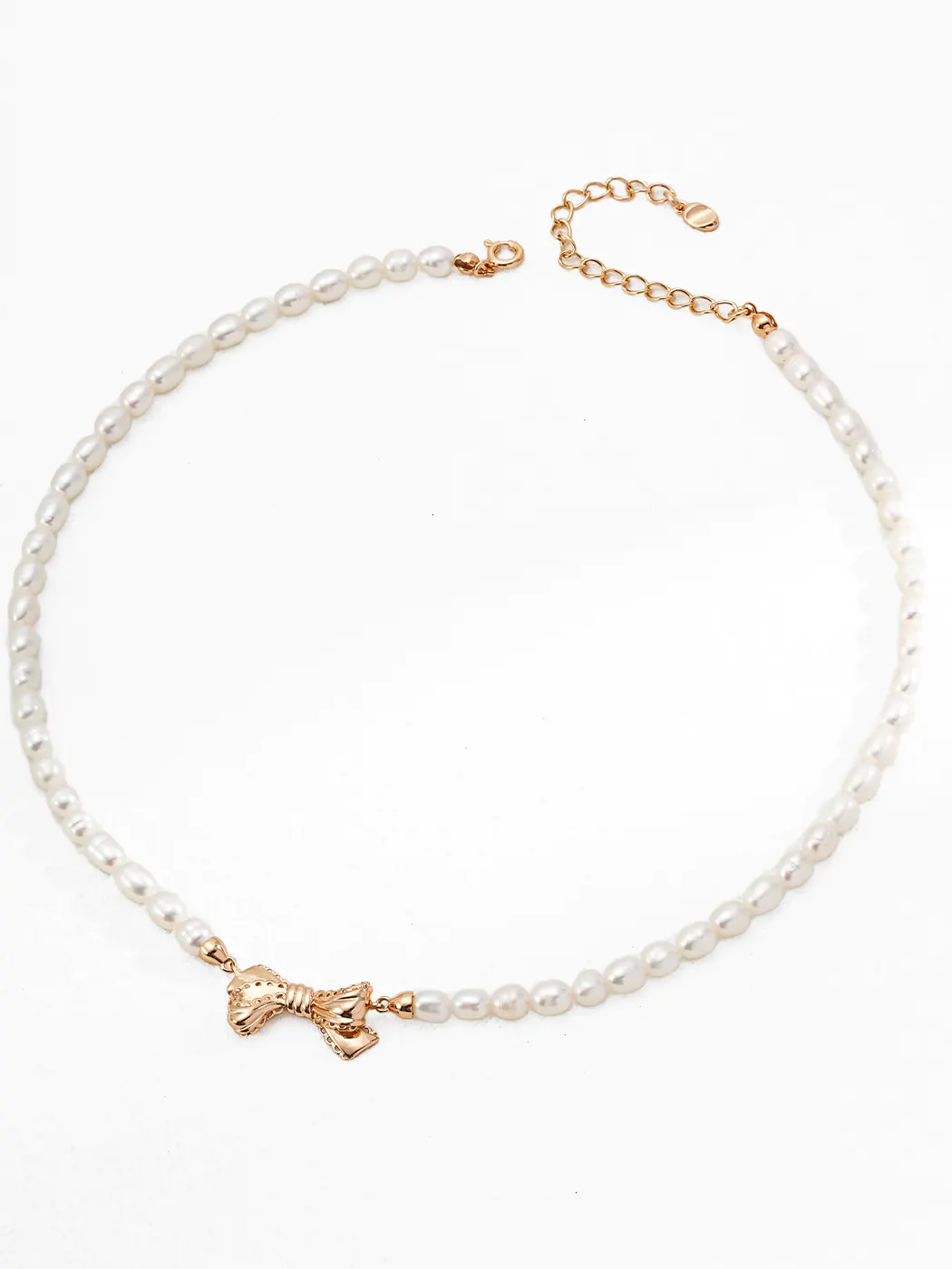 Lovelace Pearl Bow Necklace Sterling Silver Vintage Gold