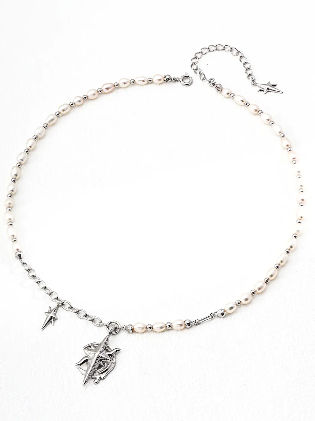 Navigator Star Pearl Necklace Sterling Silver - Image 4