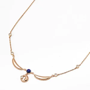 Ecliptic Face Lapis Necklace with CZ in Sterling Silver