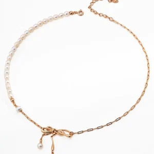 String Knot Pearl Necklace in Sterling Silver