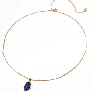 Lapis Seed Pendant Necklace in Sterling Silver